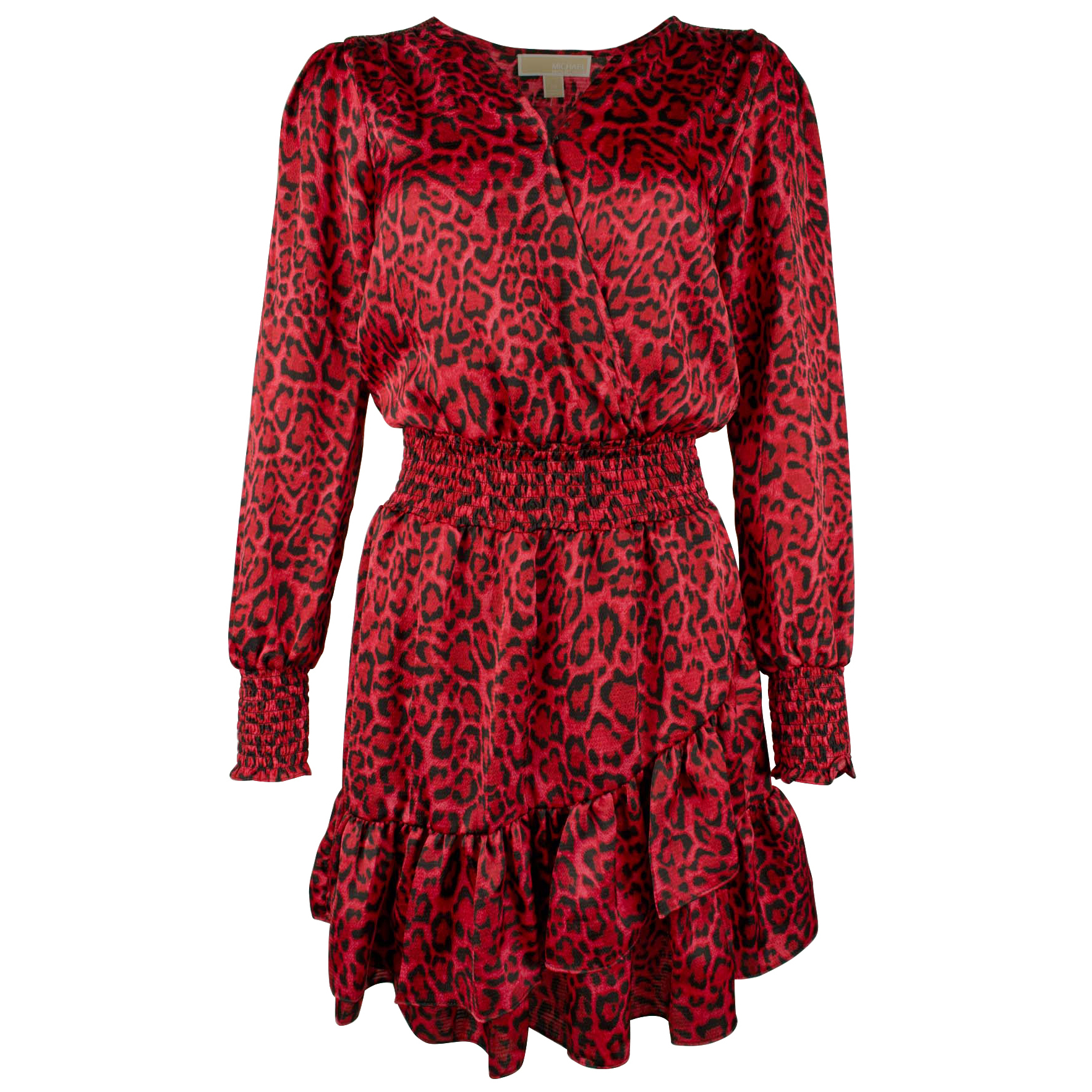 Michael Kors Women's Plus Size Long Sleeve Satin Wildcat Smock Dress 3x